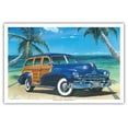 thumbnail image 1 of Blue Lagoon - Retro Woodie Car on Beach - From an Original Color Painting by Scott Westmoreland - Master Art Print (Unframed) 12in x 18in, 1 of 4