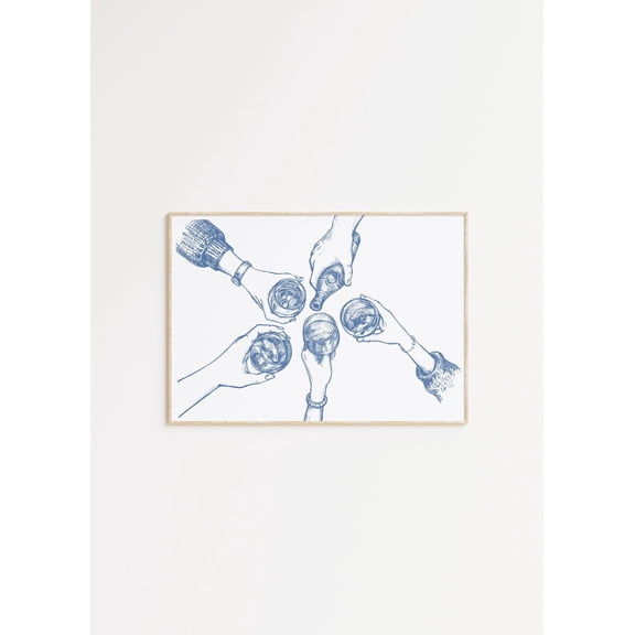 Blue Landscape Cocktail Print, Keep Em Coming Print, Bar Cart Decor, Retro Alcohol Print, Bar Cart Wall Art, Bar Cart Prints, Cocktail Print #2929, Unframed Poster Size 12x18