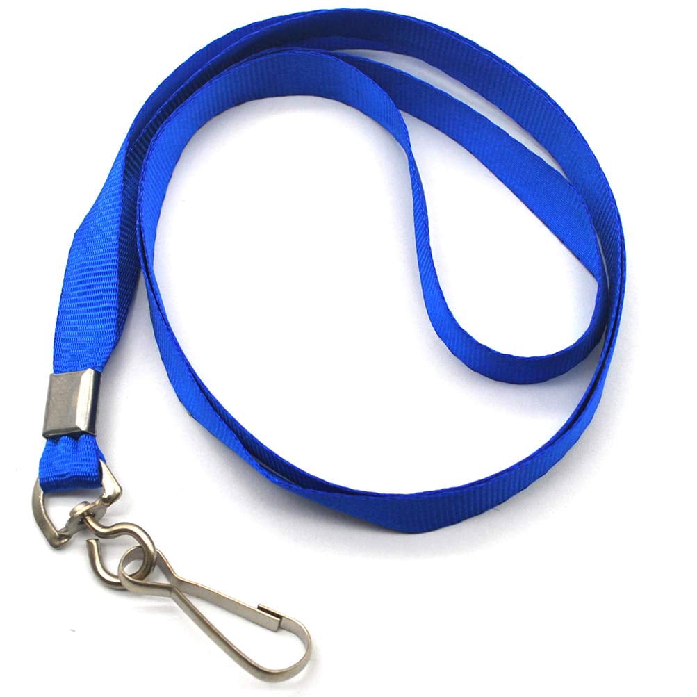 Blue Lanyard Bulk Lanyards For Id Badges Flat With Badge Clip Swivel Hook 50 Pack