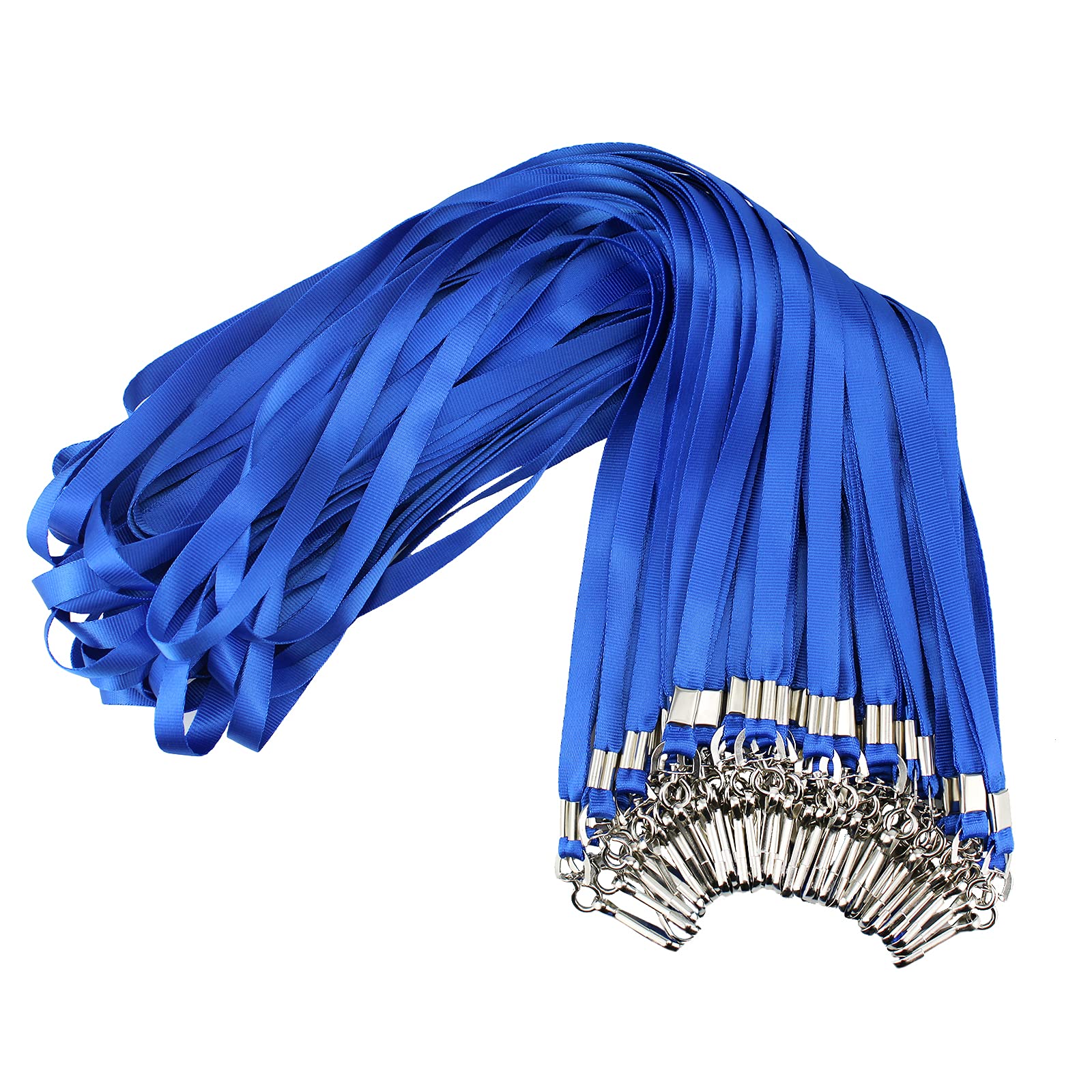 Blue Lanyards Bulk 50 Packs For Id Badges With Swivel Hook Clips Name Tag Lanyard Holder