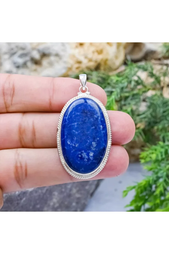 Blue Lapis Lazuli 925 Sterling Silver Natural Gemstone Elegant Pendant, September Birthstone, Handmade Jewelry, Gift For Christmas