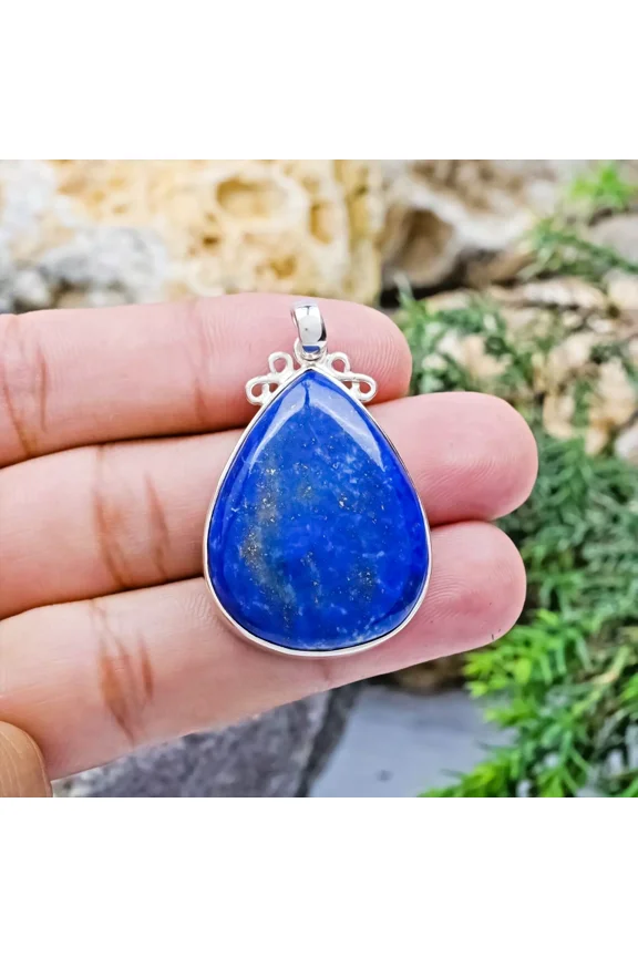 Blue Lapis Lazuli 925 Sterling Silver Natural Gemstone Elegant Pendant, September Birthstone, Handmade Jewelry, Gift For Christmas