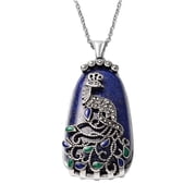 Blue Lapis Lazuli Marcasite Peacock Necklace for Women Pendant Jewelry Chain 20 Birthday Christmas Gifts for Women