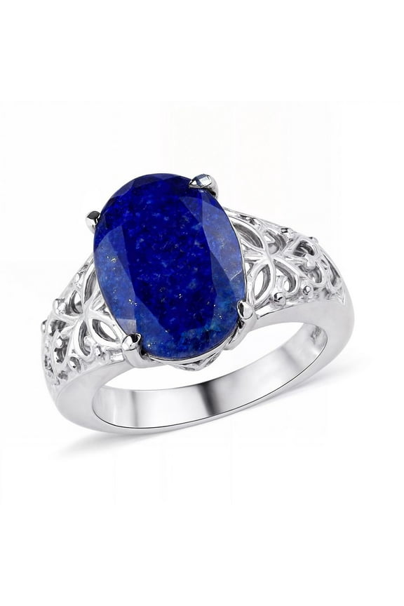 Promise Rings for Her - Birthstone Jewelry Statement Ring Size - 9 Lapis Lazuli Stainless Steel Unique Birthday Christmas Gifts for Women