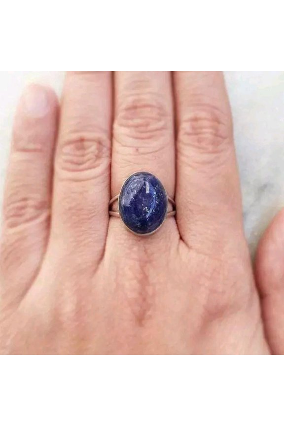 Blue Lapis Lazuli Ring, Oval Cut Gemstone Ring, Split Band Ring, Blue Gemstone Ring, Minimalist Ring, Handmade Ring, Ring For Her, Gift Item