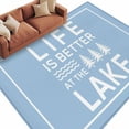 thumbnail image 1 of Blue Large Area Rugs for Bedroom Living Room, Soft Non Slip Carpet Bedside Rug, Mountain Forest Tree Life Is Better at The Lake Rectangular Floor Cover Kitchen Accent Rug 5'x7' for Dining Room/Office, 1 of 9