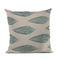 Blue Large Leafs Floral Luxury Throw Pillow - 20 x 30 in. Queen Size
