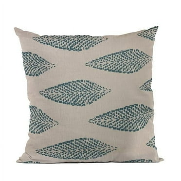 Blue Large Leafs Floral Luxury Throw Pillow - 20 x 30 in. Queen Size