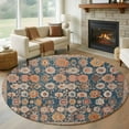 thumbnail image 1 of Blue Large Round Rug 8 FT, Non Slip Living Room Area Carpet, Ethnic Modern Geometric Abstract Art Washable Soft Circle Rug Non-Shedding Floor Carpet for Bedroom Office Dining Room, 1 of 9