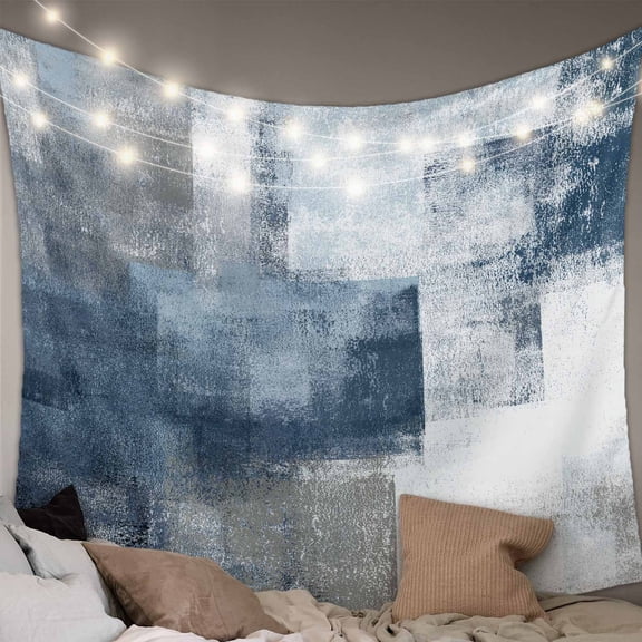 Blue Large Tapestry for Bedroom Wall Hanging Tapestry, Retro Oil Painted Modern Abstract Art Ceiling Backdrop Tapestries Poster Blanket Wall Decor for Teens Room Living Room Dorm 85" x 90"