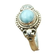 RADHEY KRISHNA JEWELLERS Blue Larimar 925 Sterling Silver Handmade Design Promise Engagement Ring Wedding Gift Jewelry For Women