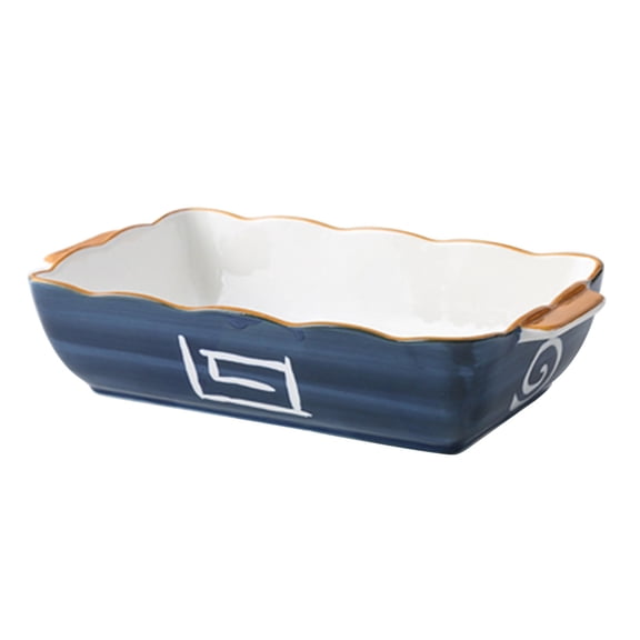 Blue Lasagne Dish Ceramic Baking Dish With Handles Porcelain Pie Dish For Oven-c