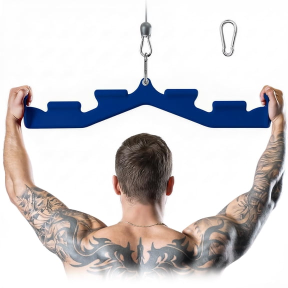 Blue Lat Pull Down Bar with 6 Handles Neutral Grip Pulldown Attachments Home Gym Cable