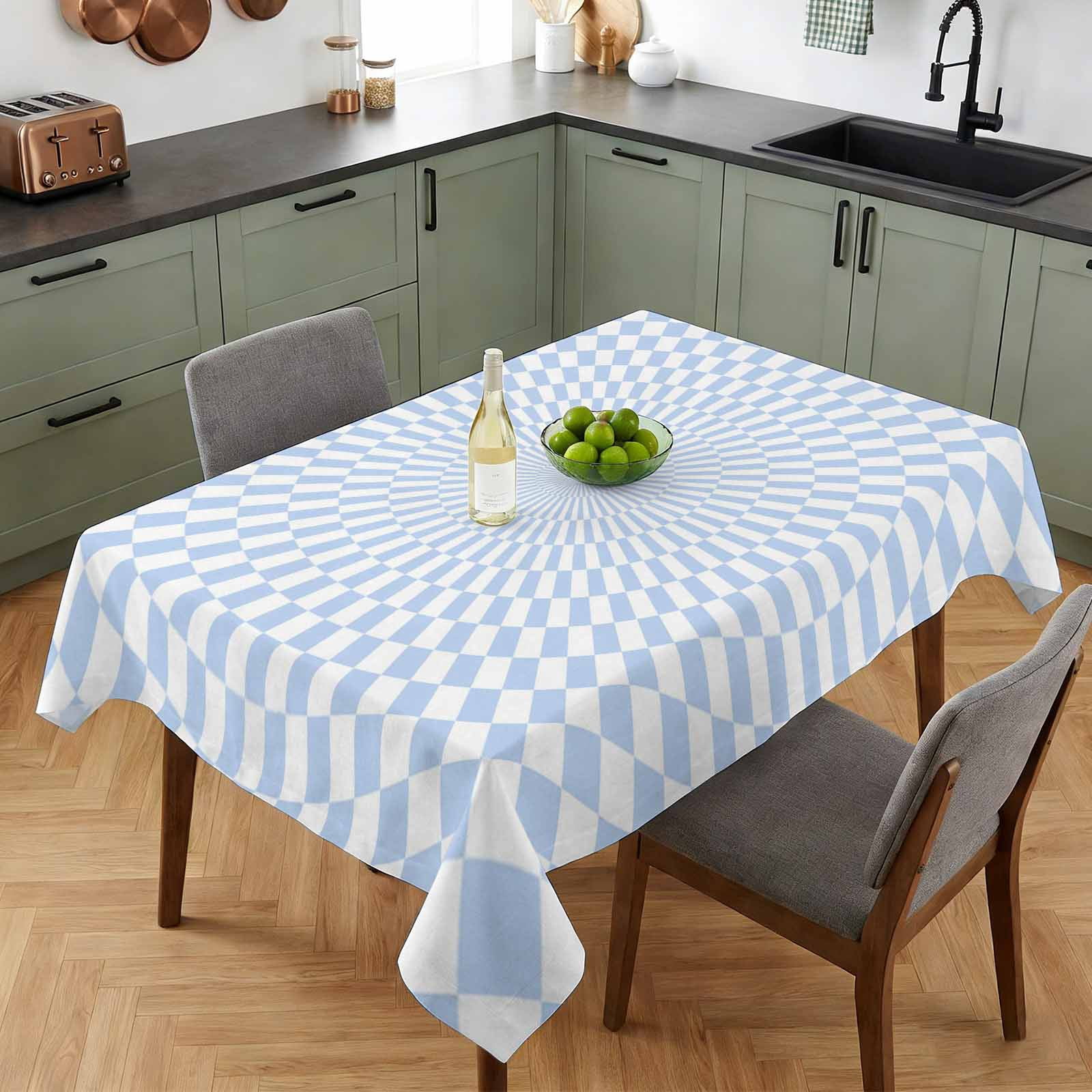 Blue Lattice Abstract Geometric Table Cloth 52x70in, Waterproof ...