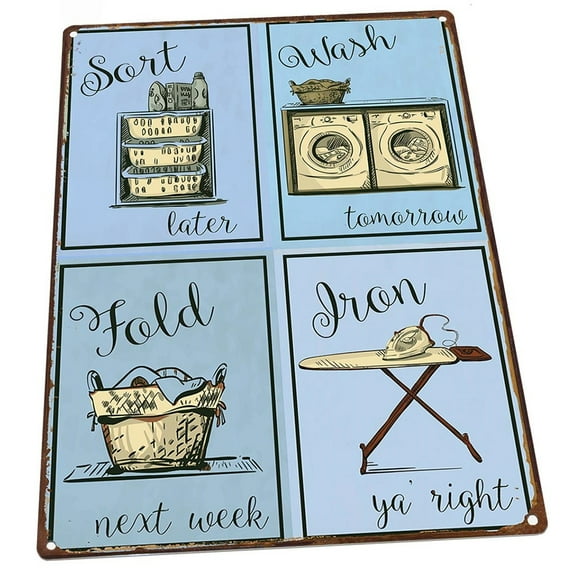 Blue Laundry 9"x12" Metal Sign, Wall Decor for Porch, Patio, or Deck