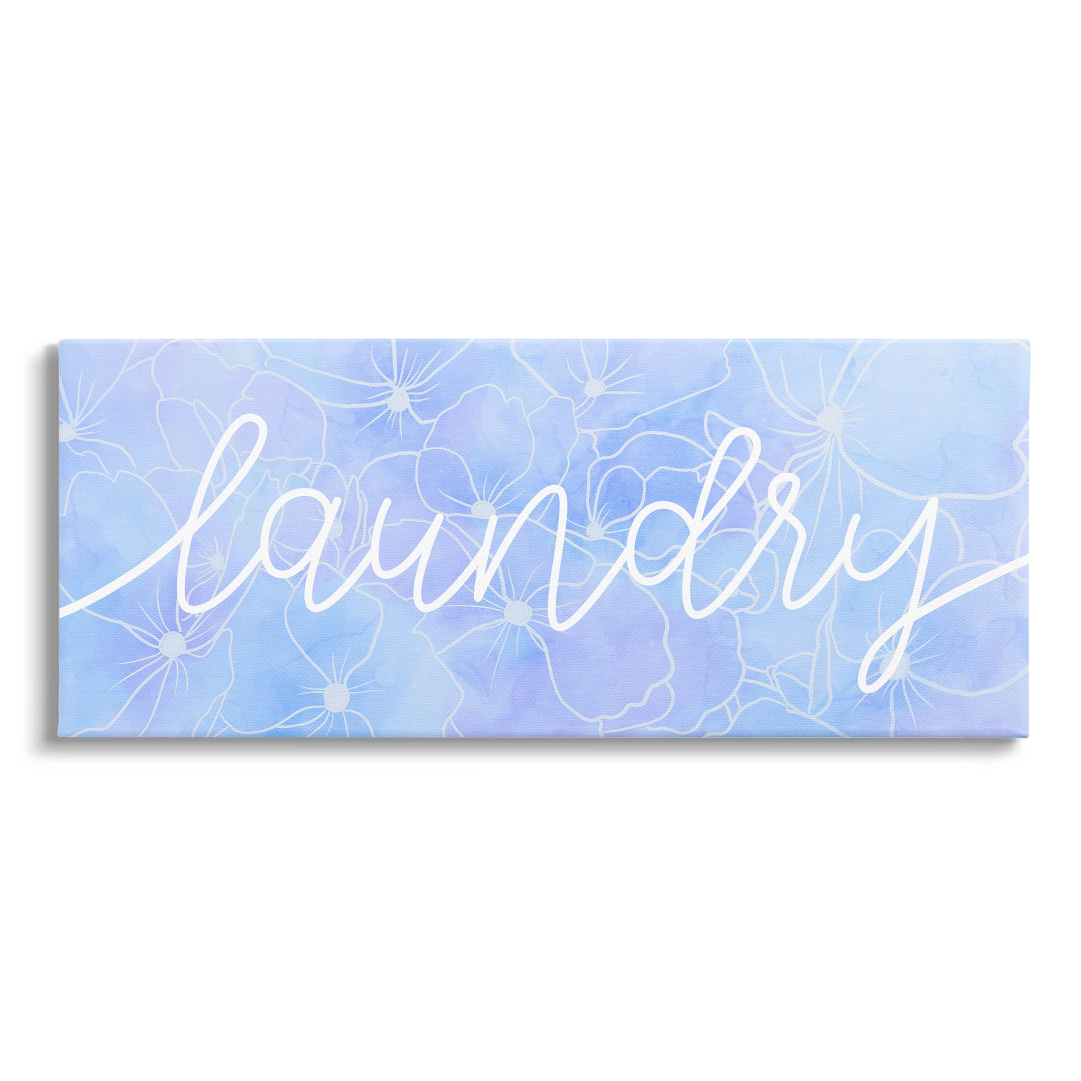 Blue Laundry Floral Pattern Botanical & Floral Graphic Art Gallery Wrapped Canvas Print Wall Art
