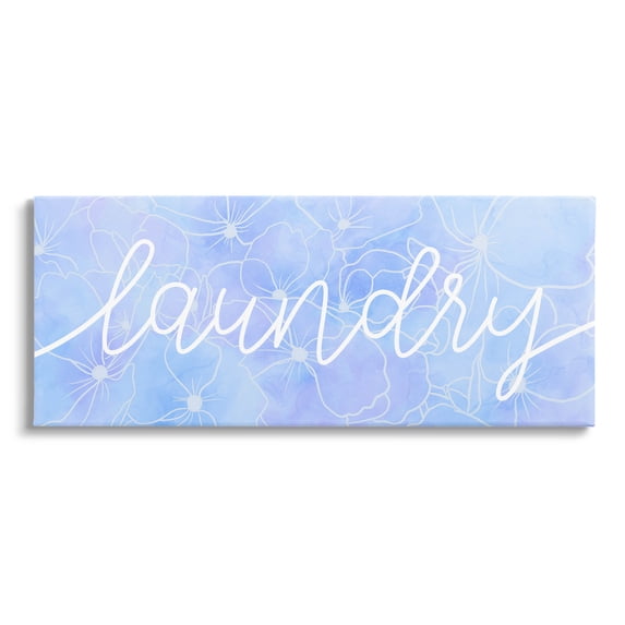 Blue Laundry Floral Pattern Botanical & Floral Graphic Art Gallery Wrapped Canvas Print Wall Art