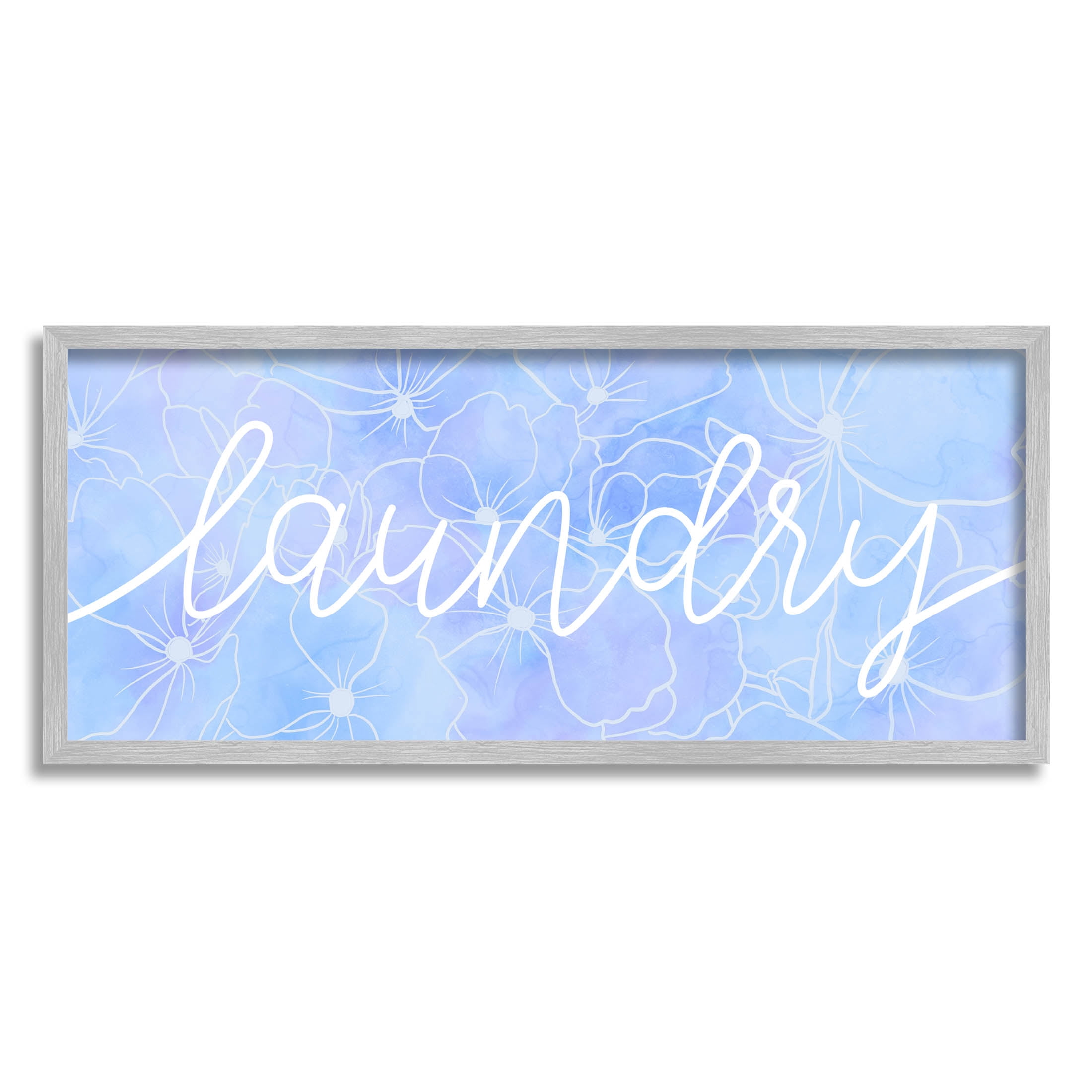 Blue Laundry Floral Pattern Botanical & Floral Graphic Art Gray Framed Art Print Wall Art