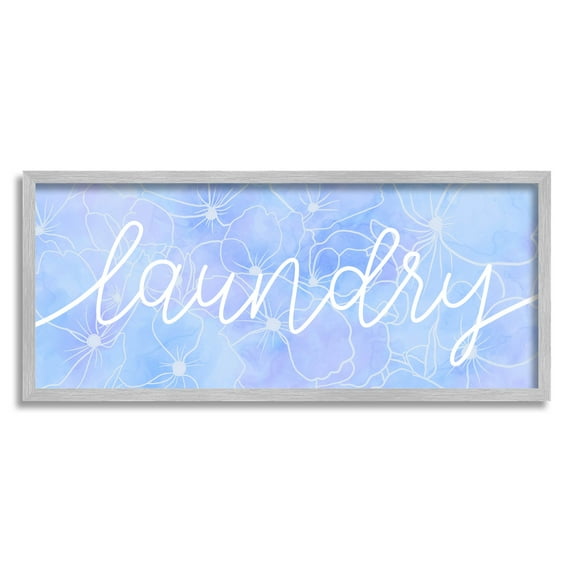 Blue Laundry Floral Pattern Botanical & Floral Graphic Art Gray Framed Art Print Wall Art