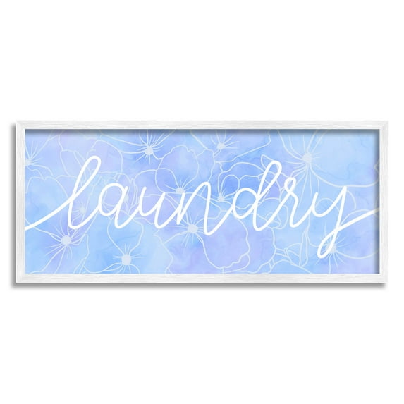 Blue Laundry Floral Pattern Botanical & Floral Graphic Art White Framed Art Print Wall Art