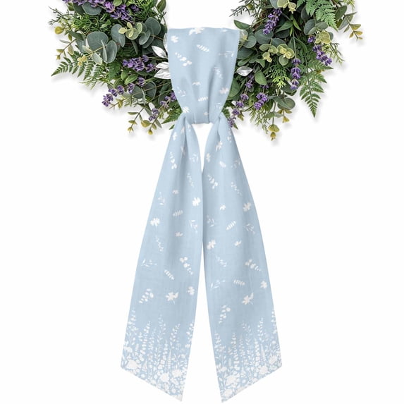 Create Leaf Spring Blue Leaf Floral Wreath Sash for Front Door 4.5