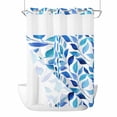 thumbnail image 1 of Blue Leaf No Hooks Shower Curtain with Snap-in Liner Watercolors Leaf Spring Plant Abstract Gradient Shower Curtains for Bathroom, Waterproof, Easy Install, Washable 48"x72", 1 of 9