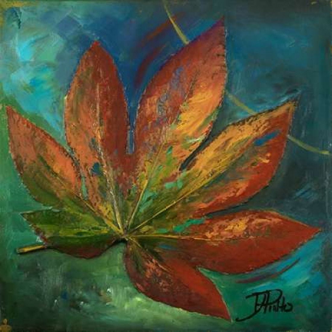 Blue Leaf I Canvas Art - Patricia Pinto (24 x 24)