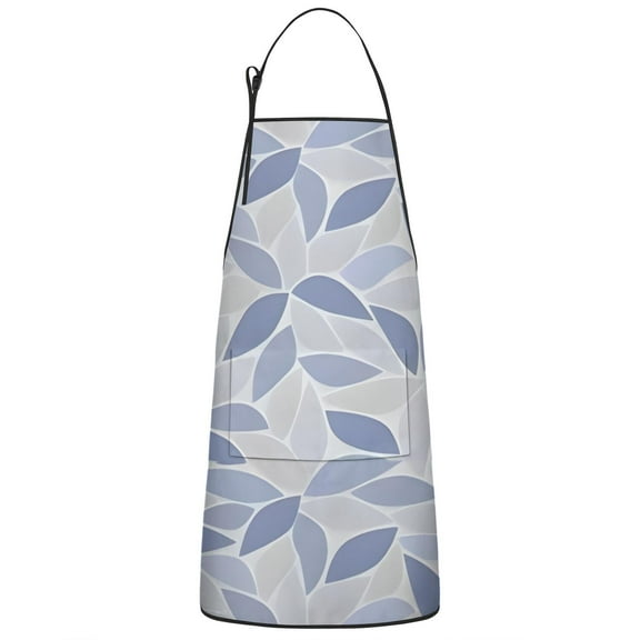 Blue Leaf Pattern Apron-Garden Aprons for Women with Pockets-Cotton Linen Waterproof Kitchen Cooking Gardening Aprons Adjustable for Kitchen,Cooking,BBQ and Salon 33x27 Inch