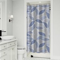 Blue Leaf Pattern Shower Curtain 36"x72" ,Bathroom Decorative Shower Curtains Set with 12 Hooks,Modern Waterproof Washable Shower Curtain