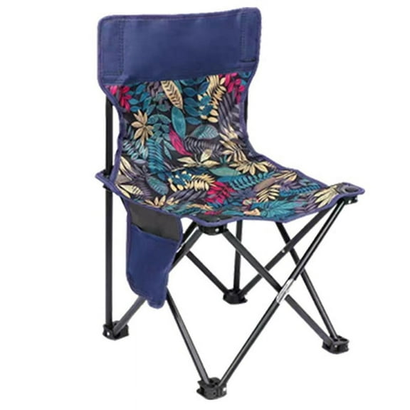 Blue Leaf Pattern Small Outdoor , Camping Picnic Chair, Ultra-Light Portable Artist Sketching Chair
