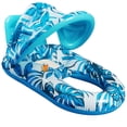 thumbnail image 1 of Blue Leaf - Patterned Inflatable Pool Float with Canopy – 2 - in - 1 Lounge Chair & Shade, Summer Water Fun, 1 of 7