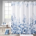 thumbnail image 1 of Blue Leaf Shower Curtain, Blue Watercolor Eucalyptus Leaves Botanical Plants Bathroom Curtain Waterproof Fabric Machine Washable with Hooks, 36" Wx72 L, 1 of 6