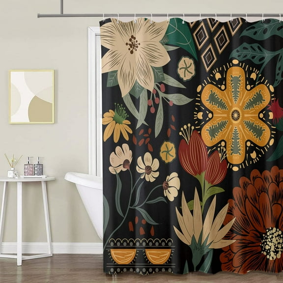 Blue Leaf Shower Curtain with 12 Hooks, 72''x72'' Waterproof Polyester Fabric Shower Curtains for Bathroom