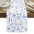 thumbnail image 1 of Blue Leaf Table Runner - 36 Inch Long, Kitchen Dining Table Runner Dresser Scarves, Modern Botanical Foliage Plant Country Flower Farmhouse Decor for Coffee Tables Wedding Party Banquet, 1 of 8