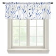 thumbnail image 1 of Blue Leaf Valance Curtains for Kitchen/Living Room/Bathroom/Bedroom Window, Rod Pocket Small Topper Half Short Window Curtains Voile Sheer Scarf, Modern Botanical Foliage Plant Country Flower 42"x12", 1 of 8