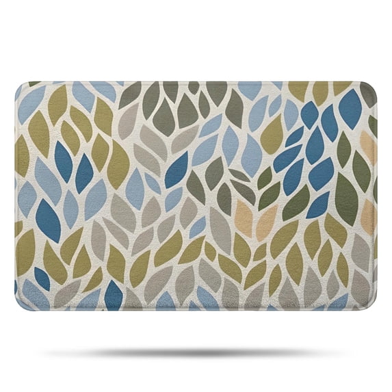 Blue Leaf and Vine Pattern Bathroom Rugs Mat,Non Slip Microfiber Bathroom Rug,Rubber Backing,Soft Bathroom Mats for Bathroom Floor,Tub and Shower,17x27in(43x68cm)
