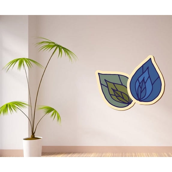 Blue Leaf Wall Decal - Vinyl Decal - Car Decal - Idcolor034 - 25 Inches