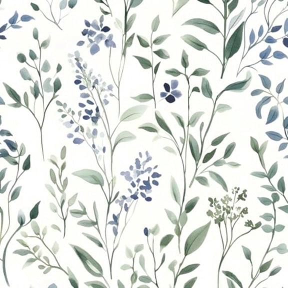 Blue Leaf Wallpaper Boho Peel and Stick Wallpaper Green Leaf Vintage Contact Paper White Floral Wall Paper Removable Wallpapers Self Adhesive for Cabinet Drawers Wall Decor 17.5''x393''