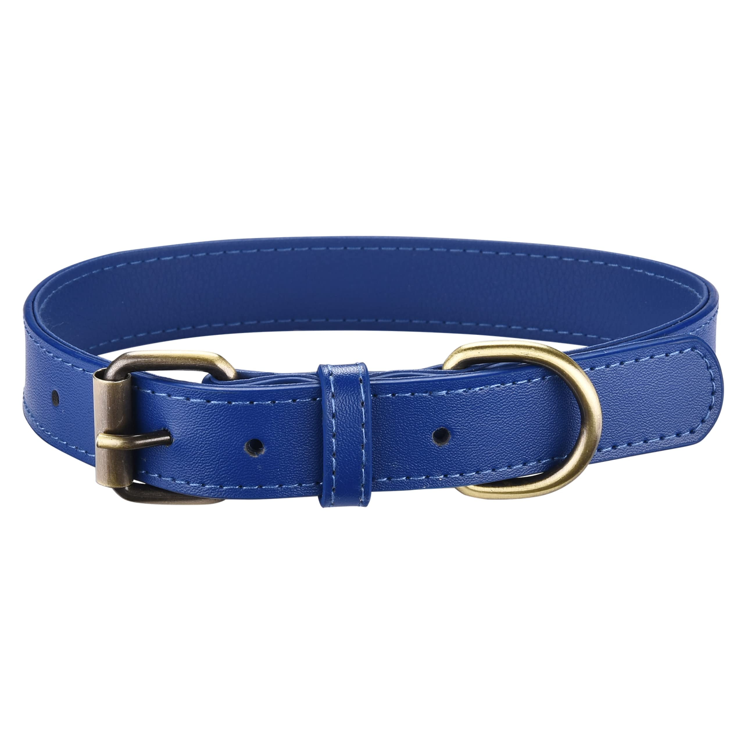 Blue Leather Collars For Dogs Adjustable Heavy Duty Dog Collar For