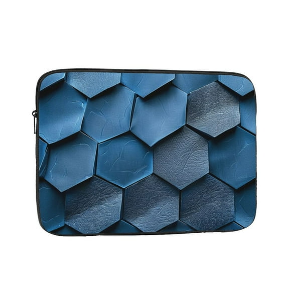 Blue Leather Hive Pattern Laptop Sleeve Bag Compatible With MacBook Air / Pro iPad MateBook Tablet Surface HP Lenovo Dell ASUS Acer Laptop Computer Protective Size: 10 inch
