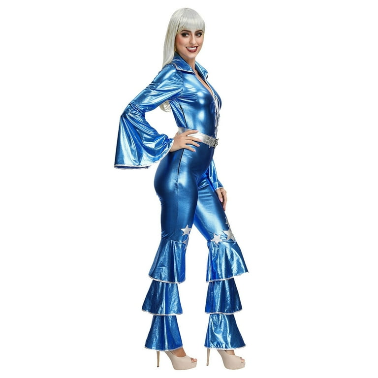 Blue leather jumpsuit sale