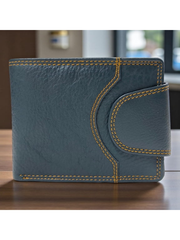 Blue Leather Wallet for Mens, Bi-fold RFID Wallet, Card Holder, Coin Pouch, Gift for Dad, Groomsmen Gift, Birthday Gift, Designer Wallet