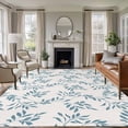thumbnail image 1 of Blue Leaves Area Rugs 5'x8', Washable Small Throw Rugs for Classroom Bedroom, Modern Minimalist Leaf Botanical Vintage Indoor Outdoor Rug Non-Slip Low Pile Carpet Runner Reversible Floor Mats, 1 of 8