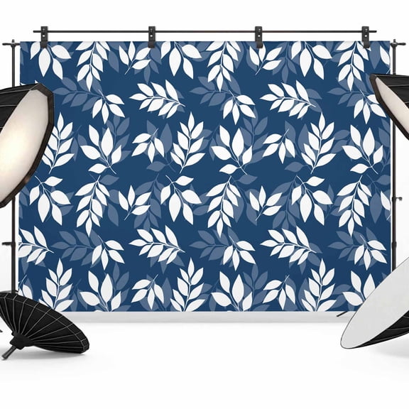 Blue Leaves Backdrop for Photoshoot,Photography Photo Studio Background Wall Backdrop,Farmhouse Pastoral Spring Leaf Branch Back Drop Banner Panel for Portraits Wedding Party Live Streaming 7x5Ft