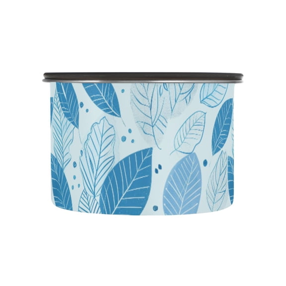 Blue Leaves Doodle Airtight Coffee Bean Canister 17oz Food Storage Containers with Lids For Gournd, Tea, Sugar, Flour, Rice, Cereal, Candy Cookie Jar
