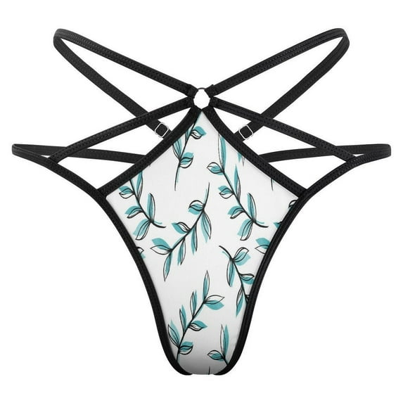 Blue Leaves Open Type Women's Panties Crotch Opening G-strings Thongs Lingeries Underwear