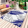 thumbnail image 1 of Blue Leaves Outdoor Rug for Patio/Deck/Porch, Non-Slip Large Area Rug 5 x 7 Ft, Abstract Modern Geometric Lines Simple Art Indoor Outdoor Rugs Washable Area Rugs, Reversible Camping Rug Carpet Runner, 1 of 8