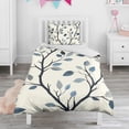 thumbnail image 1 of Blue Leaves Pattern Duvet Cover and Pillowcase Set for Single Bedding, Bedroom Accessories for Kids Teens, 1 of 5