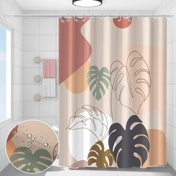 Blue Leaves Shower Curtain Set with Hooks Farmhouse Botanical Plants Shower Curtain for Bathroom Blue Leaves Branches Waterproof Fabric Decor 72x72inches