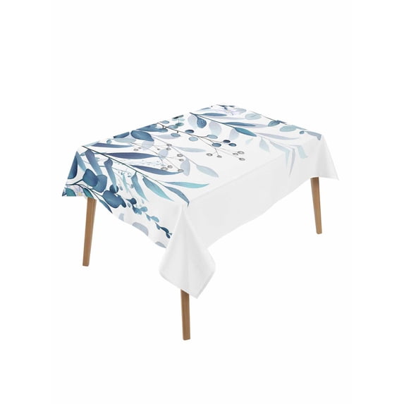 Blue Leaves Table Cloth, Waterproof Tablecloth for Rectangle Tables ...